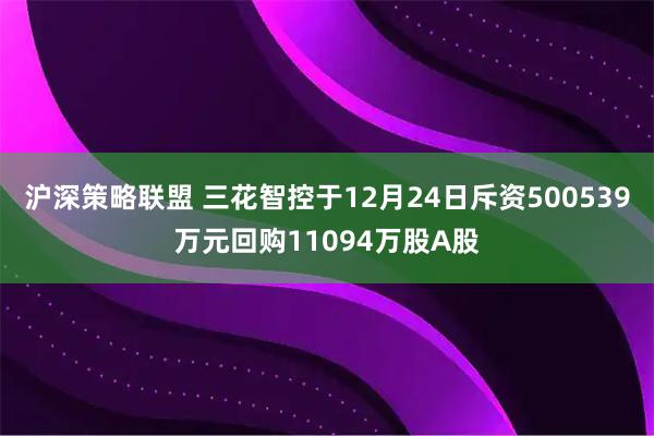 沪深策略联盟 三花智控于12月24日斥资500539万元回购11094万股A股